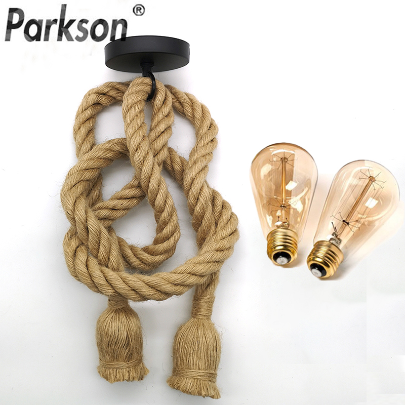 Rope Light Decoration - 레트로 대마 로프 펜던트 조명 AC90-260V