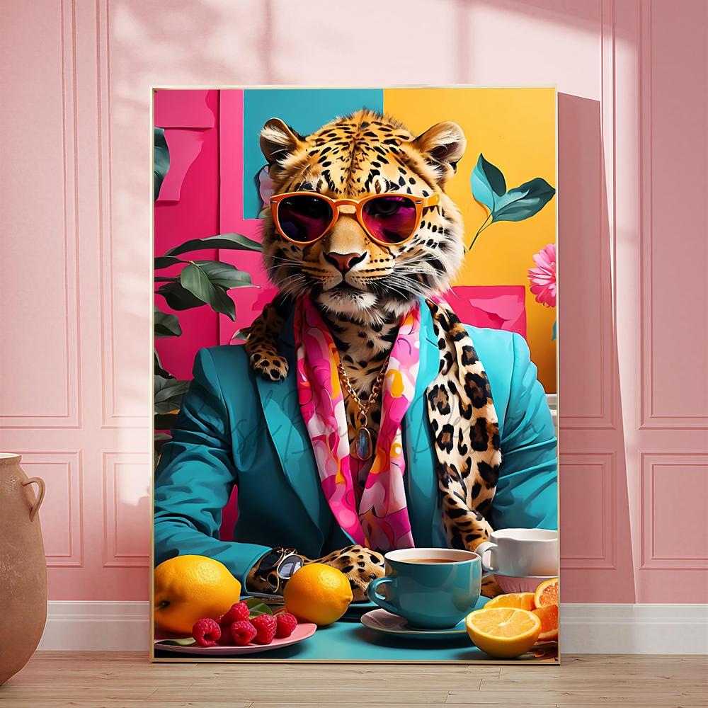 Home Decor Dopamine - 레오파드 커피 HD 벽 아트 포스터