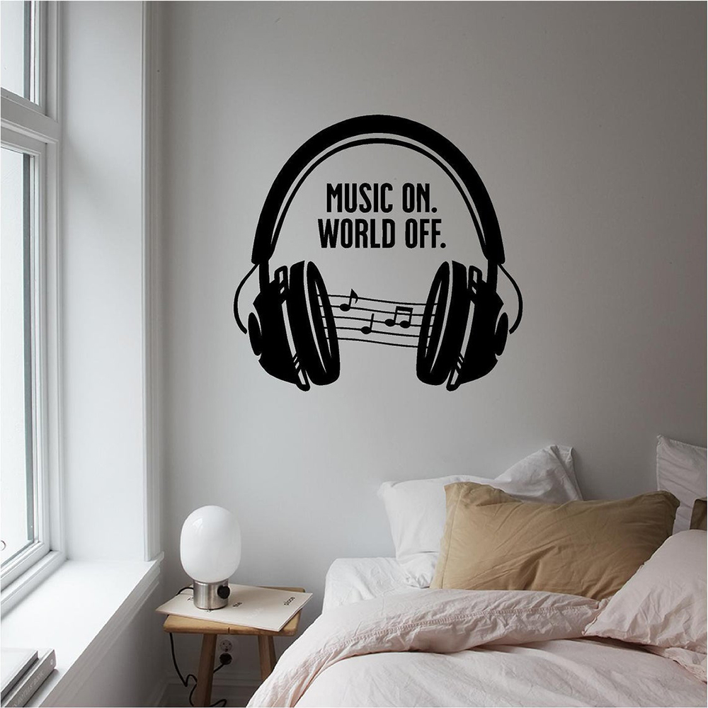 Home Decor Quotes On Wall - 음악 헤드셋 벽 전사 술은 가정