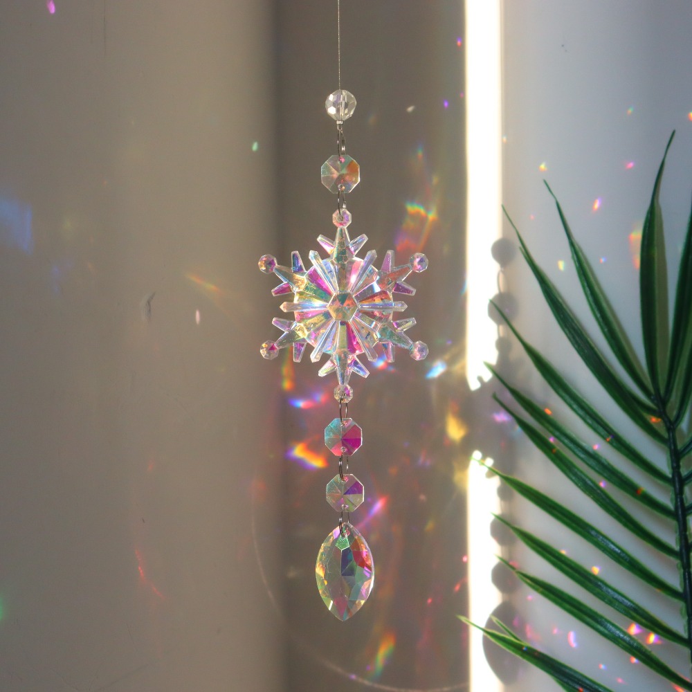 Crystal Sun Catcher - 귀여운 크리스마스 눈꽃 크리스탈 AB 컬러
