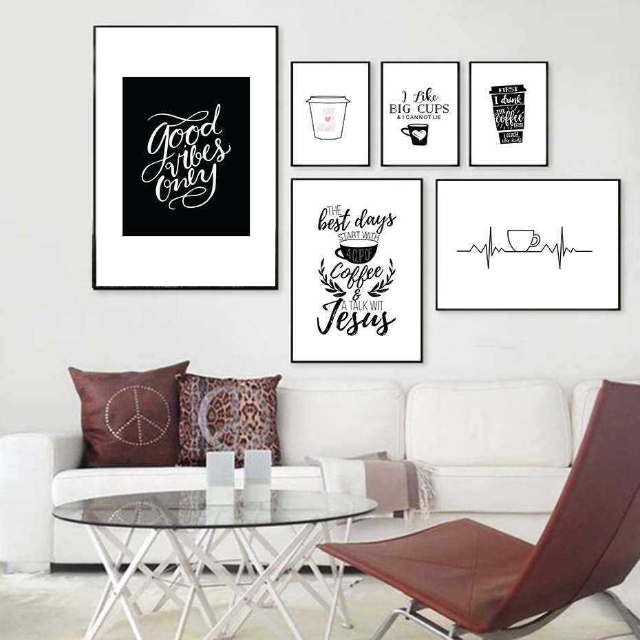 현대 커피 견적 포스터는 거실에 벽에 다채로운 꽃 그림 - Home Decor Quotes On Wall 리뷰 및 가격