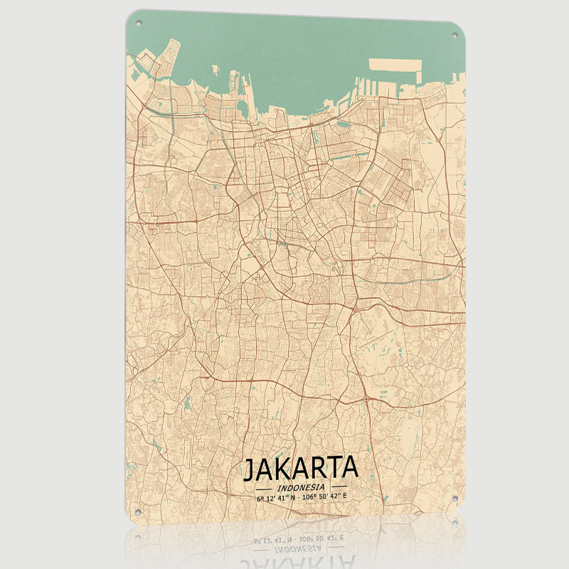 자카르타 빈티지 지도 인쇄 포스터 맞춤형 벽 예술 레트 - Home Decor Jakarta 리뷰 및 가격