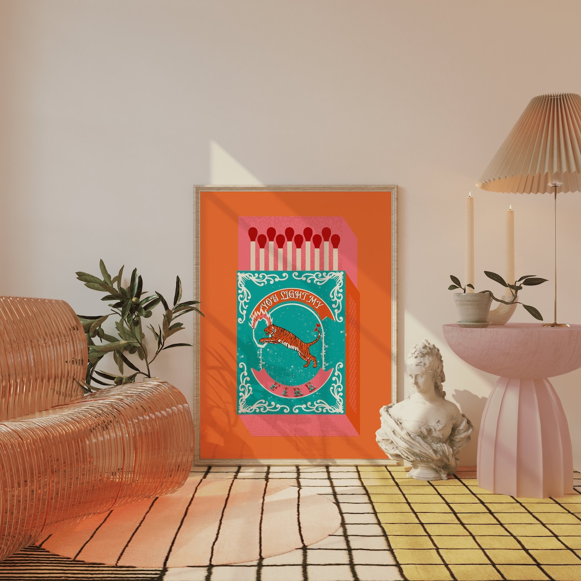 당신은 내 불을 밝힙니다 오렌지 성냥갑 벽 아트 인쇄  - Home Decor Reviews 리뷰 및 가격