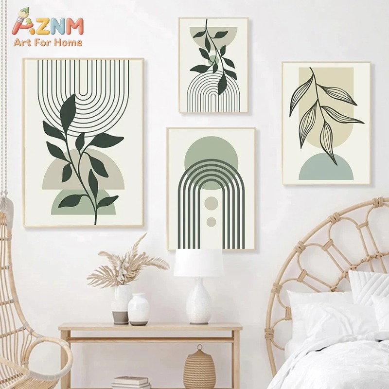 세이지 그린 리프 기하학 라인 캔버스 그림 마티스 추상 - Home Decor Green 리뷰 및 가격