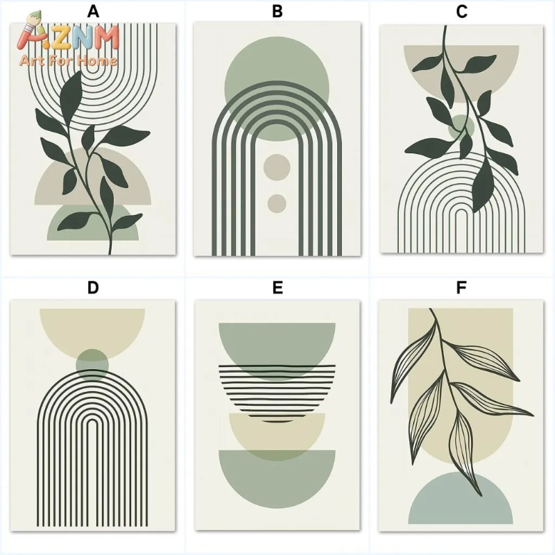 세이지 그린 리프 기하학 라인 캔버스 그림 마티스 추상 - Home Decor Green 리뷰 및 가격