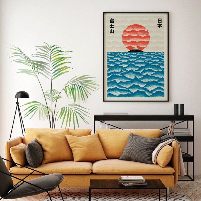 일본 현대 도쿄 아트웍 포스터 빅 선라이즈 웨이브 후지 - Home Decor Tokyo 리뷰 및 가격