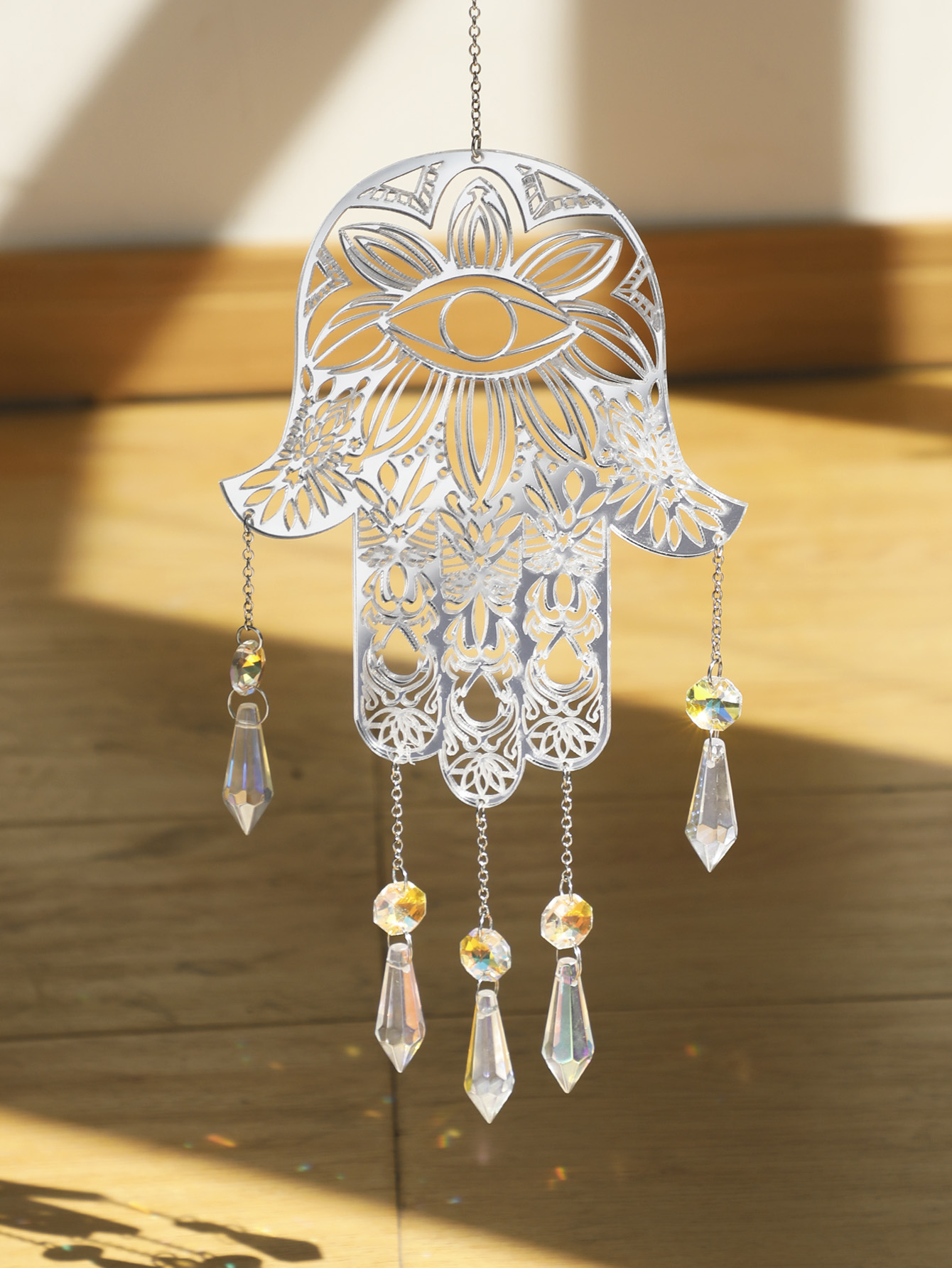 사악한 눈 걸이식 정원 선캐처, Hamsa 손 천사 날 - Crystal Sun Catcher 리뷰 및 가격