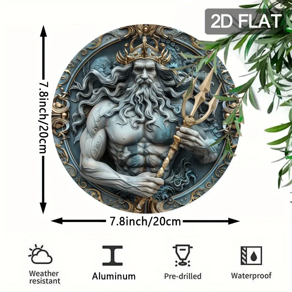 2D 평면, 1개 2D 평면 포세이돈 동상 원형 금속  - Home Decor Reviews 리뷰 및 가격