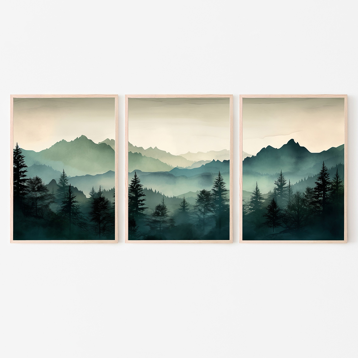 3개/세트 추상적인 세이지 그린 산맥 벽 예술 프린트  - Home Decor Green 리뷰 및 가격