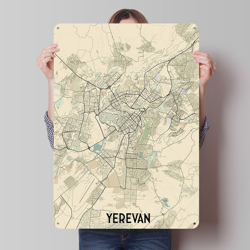 예레반 도시 지도 틴플레이트 포스터 맞춤형 벽 장식 빈 - Home Decor Yerevan 리뷰 및 가격