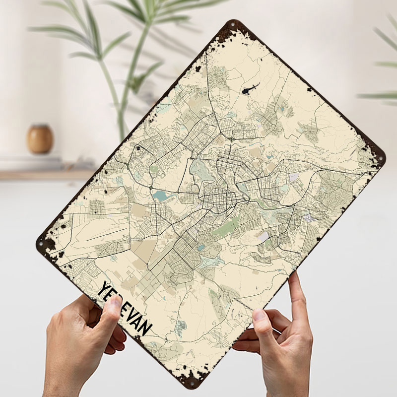 예레반 도시 지도 틴플레이트 포스터 맞춤형 벽 장식 빈 - Home Decor Yerevan 리뷰 및 가격