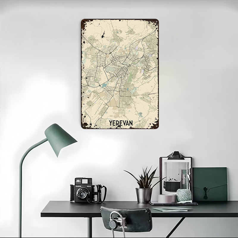 예레반 도시 지도 틴플레이트 포스터 맞춤형 벽 장식 빈 - Home Decor Yerevan 리뷰 및 가격
