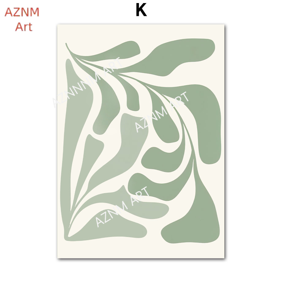 1PC 보헤미아 그린 라인 무지개 잎 꽃 추상 포스터  - Home Decor Green 리뷰 및 가격