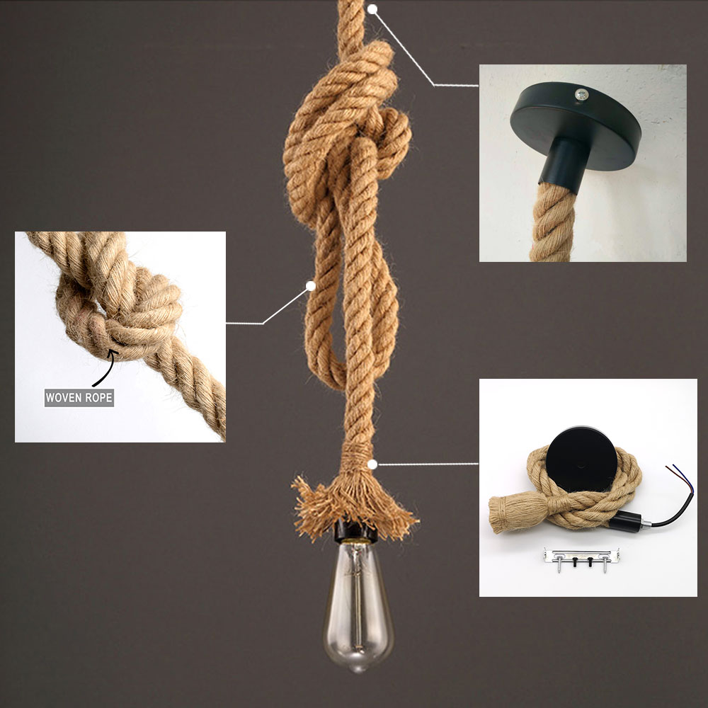 레트로 대마 로프 펜던트 조명 AC90-260V 빈티지 - Rope Light Decoration 리뷰 및 가격