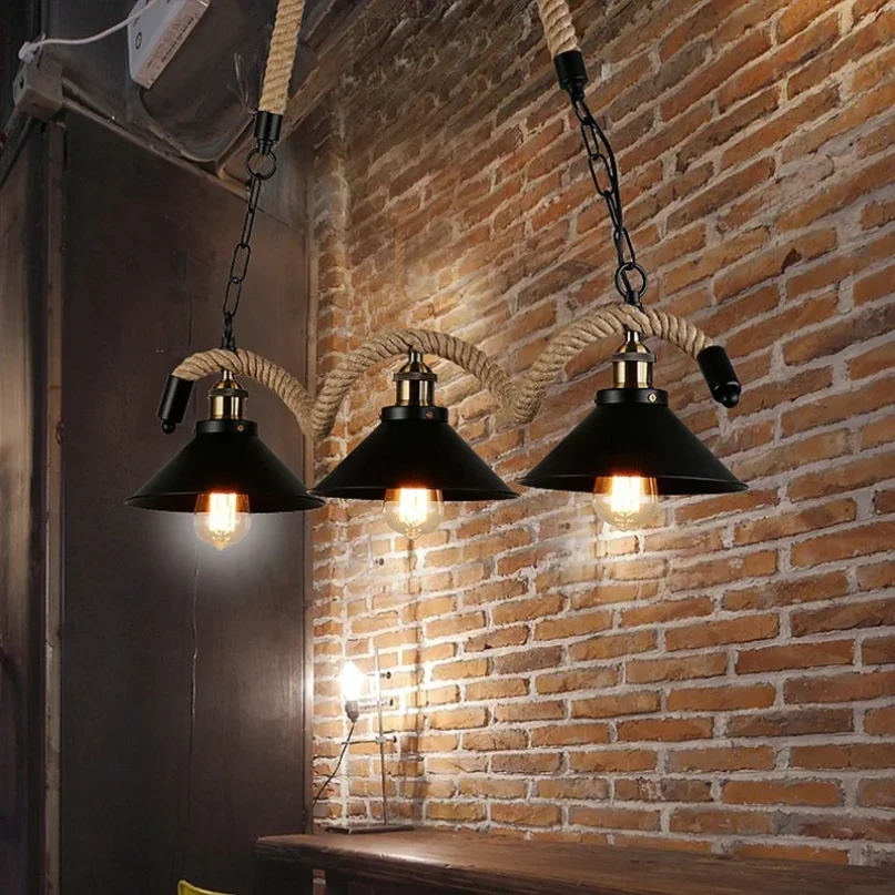 산업 소박한 펜던트 조명, 대마 로프 실내 램프 파라  - Rope Light Decoration 리뷰 및 가격