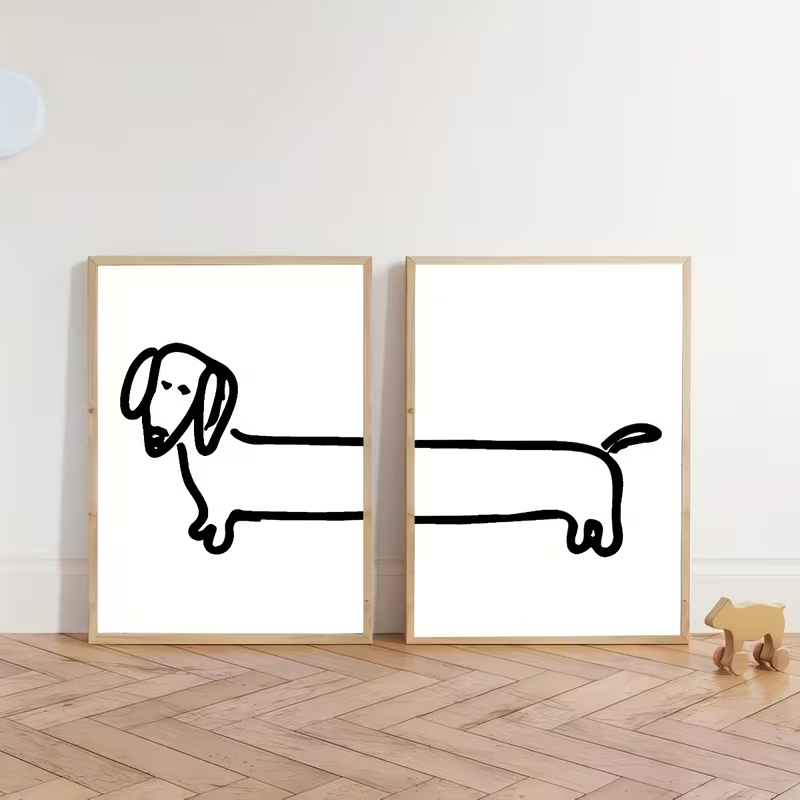 2PCS 현대 닥스훈트 재미 있은 개 벽 아트 인쇄 캔 - Home Decor Reviews 리뷰 및 가격