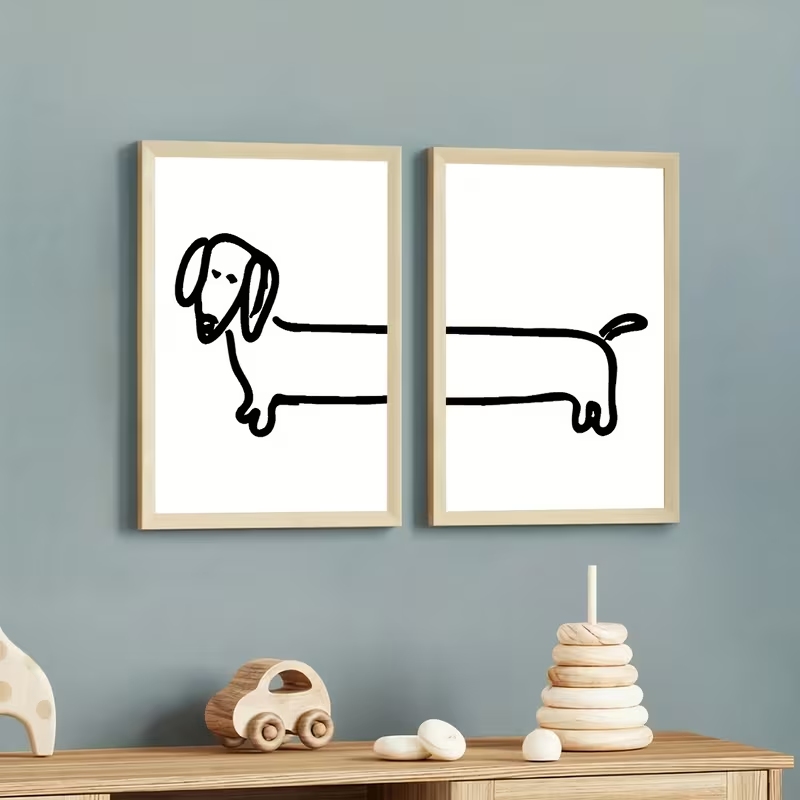 2PCS 현대 닥스훈트 재미 있은 개 벽 아트 인쇄 캔 - Home Decor Reviews 리뷰 및 가격