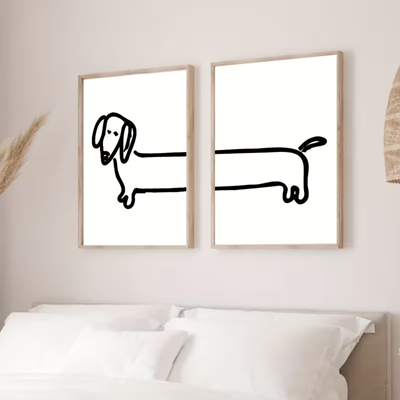 2PCS 현대 닥스훈트 재미 있은 개 벽 아트 인쇄 캔 - Home Decor Reviews 리뷰 및 가격