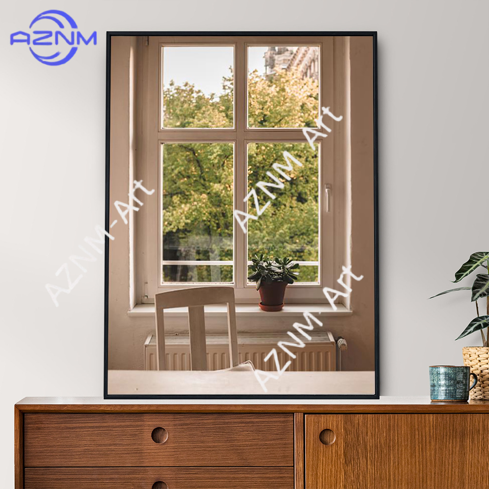 녹색 풍경 창문 벽 예술 포스터 자연 유럽 스타일 벽화 - Home Decor Green 리뷰 및 가격