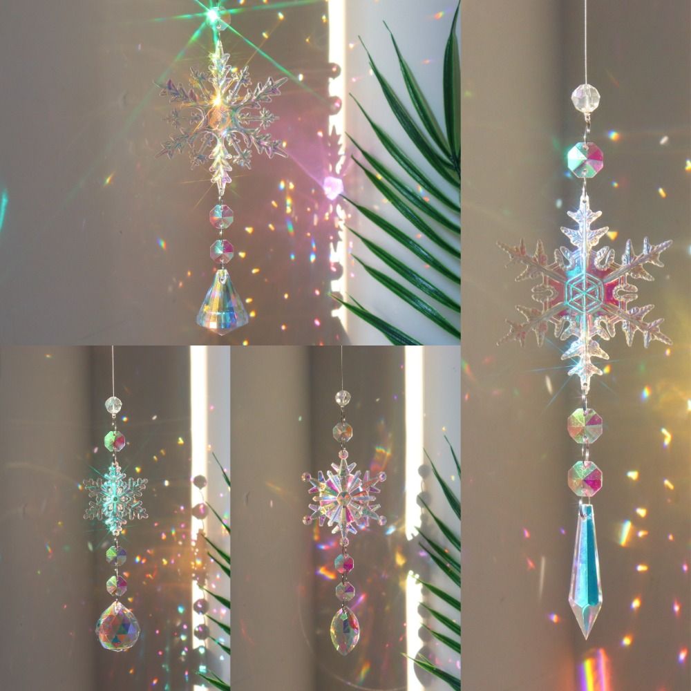 귀여운 크리스마스 눈꽃 크리스탈 AB 컬러 선물 선캐쳐 - Crystal Sun Catcher 리뷰 및 가격