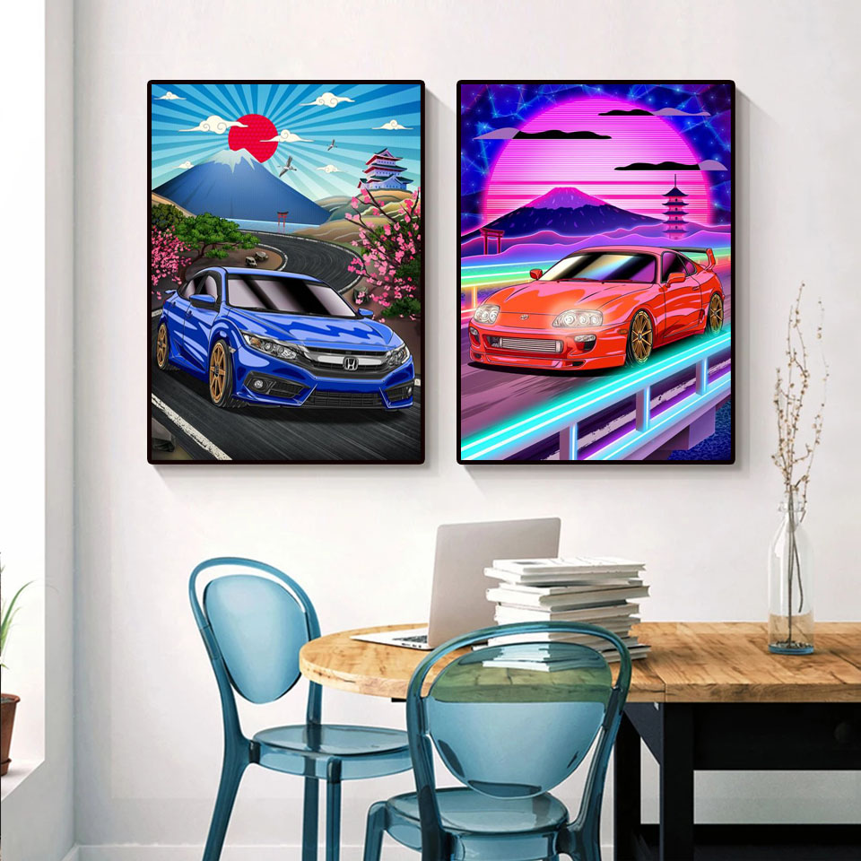 다이아몬드 페인팅 도쿄 스트리트 레이싱 카, 닛산 GT - Home Decor Tokyo 리뷰 및 가격