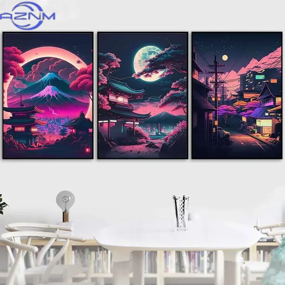 팝 네온 일본 도쿄 도시 풍경 포스터 인쇄 미학 자연  - Home Decor Tokyo 리뷰 및 가격