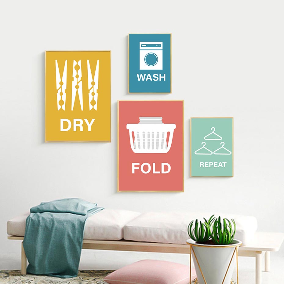 북유럽 포스터 프린트 워시 폴드 반복 드라이 견적 캔버 - Home Decor Quotes On Wall 리뷰 및 가격