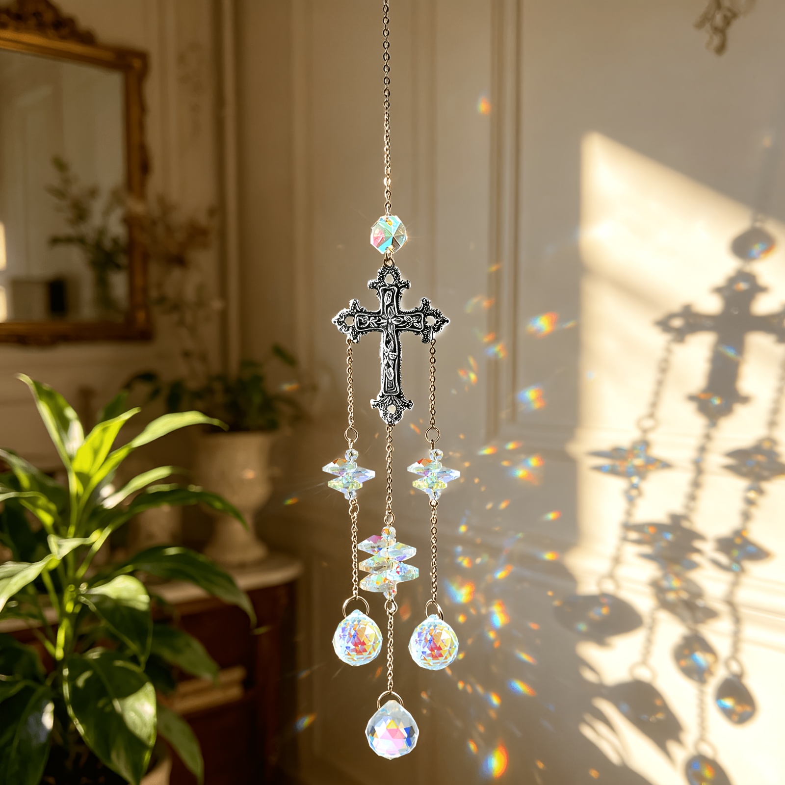 십자가 모양의 선캐쳐 창문 장식 프리즘 크리스탈 랜턴  - Crystal Sun Catcher 리뷰 및 가격