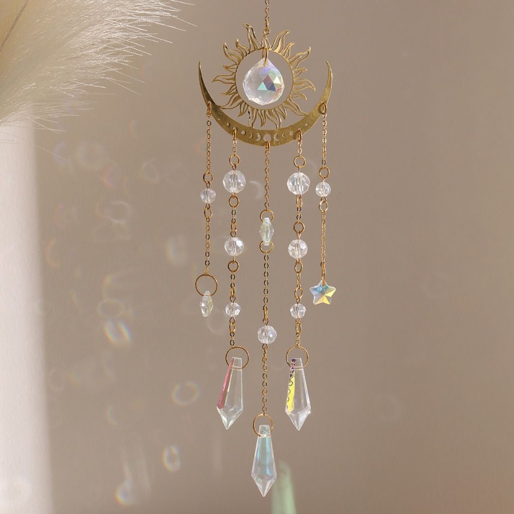 골든 플레임 문 크리스탈 펜던트 문 아이 AB 컬러풀  - Crystal Sun Catcher 리뷰 및 가격