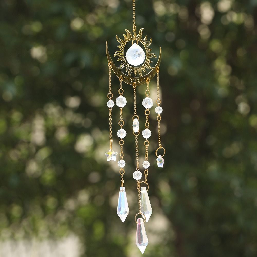 골든 플레임 문 크리스탈 펜던트 문 아이 AB 컬러풀  - Crystal Sun Catcher 리뷰 및 가격