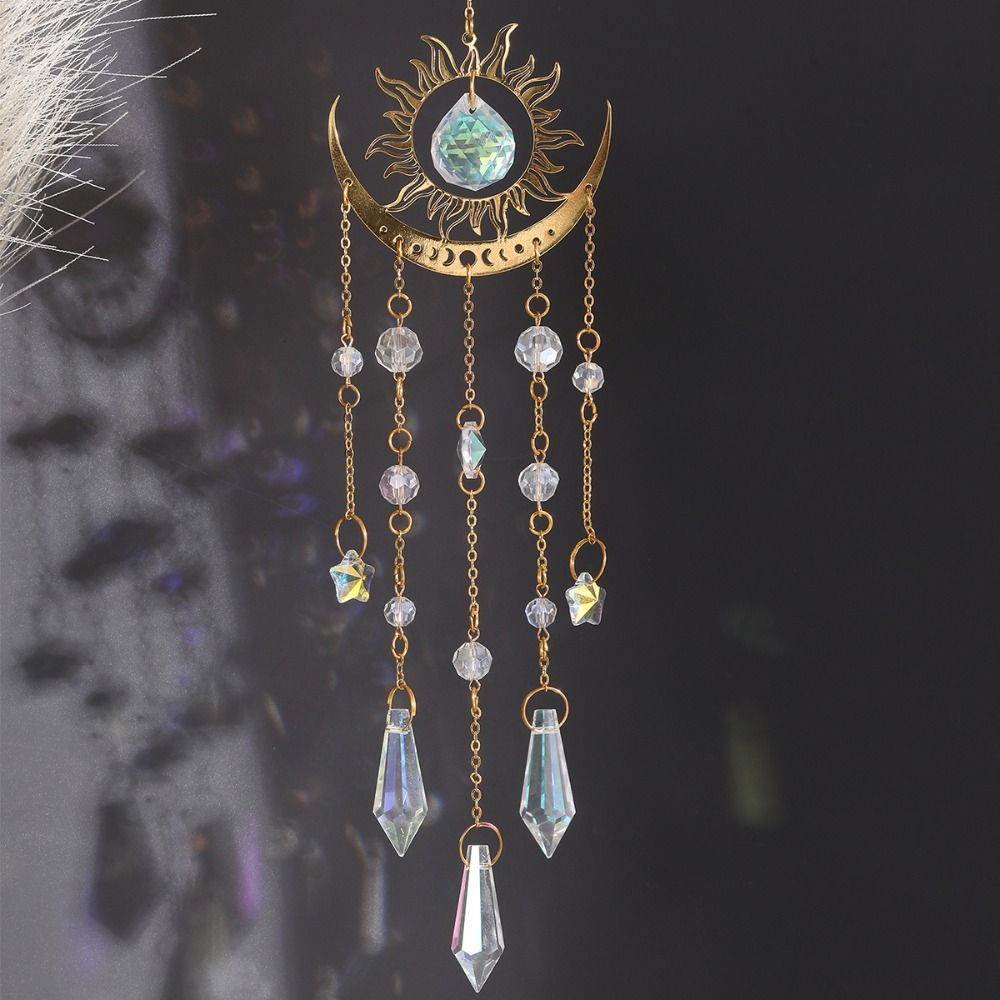 골든 플레임 문 크리스탈 펜던트 문 아이 AB 컬러풀  - Crystal Sun Catcher 리뷰 및 가격