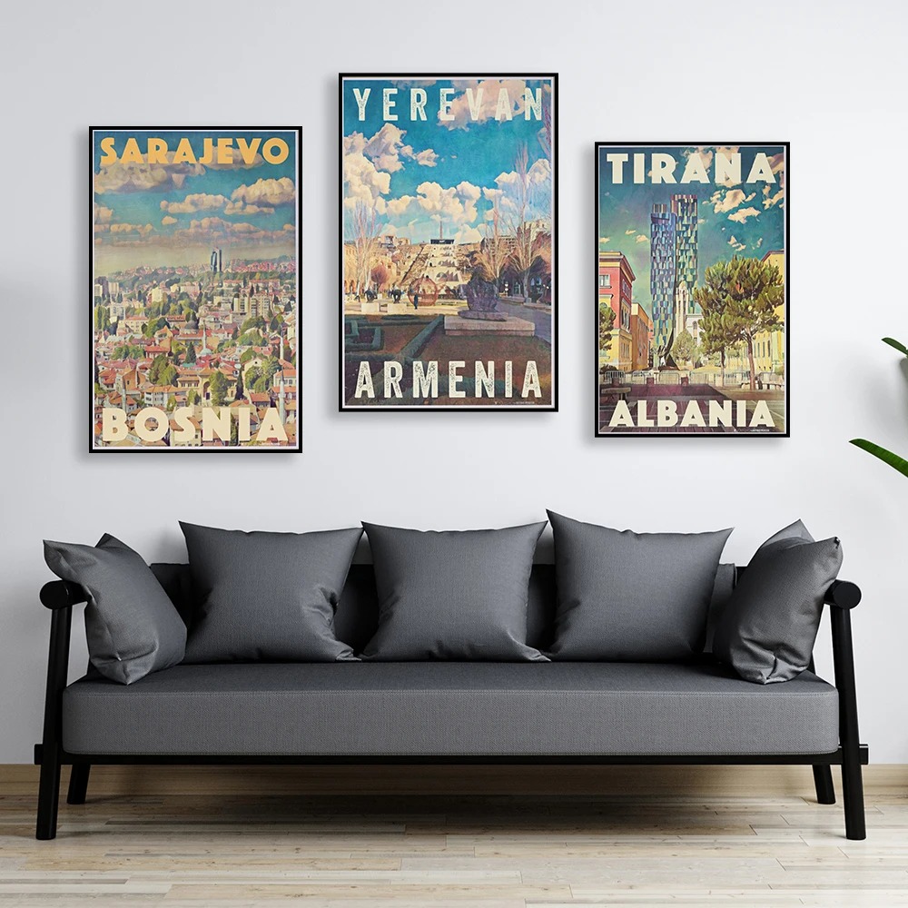 아르메니아 여행 빈티지 예레반 인쇄 티라나 알바니아 여 - Home Decor Yerevan 리뷰 및 가격